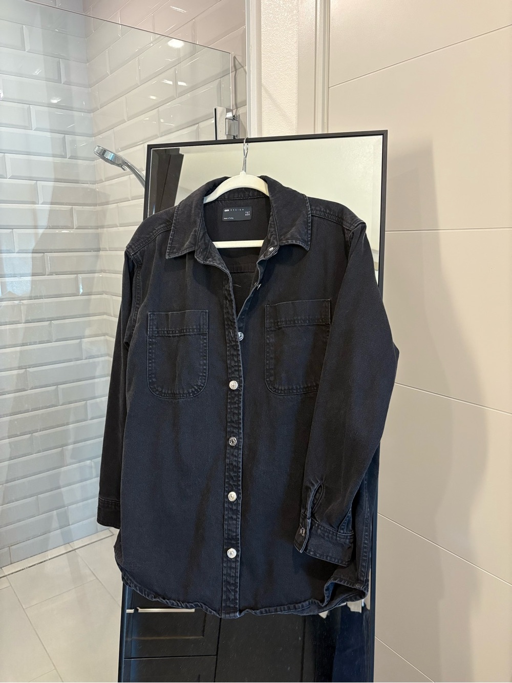 Oversized Black Denim Shacket